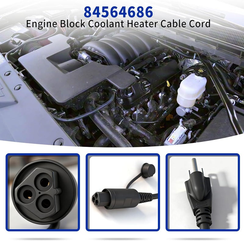DZQPPC 84564686 Engine Block Coolant Heater Cable Cord for Chevy Silverado 1500/LD/LTD 2019-2023 for Buick Cadillac 2019-2022 for GM Chevy Silverado 2500/3500 HD Duramax Trucks 2020-2024 - Image 2